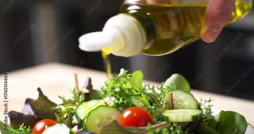 custom made wallpaper toronto digitalFresh salad preparation with olive oil drizzling action