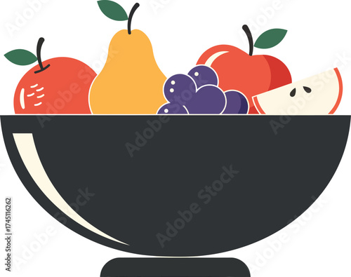 Flat Design Fruit Bowl