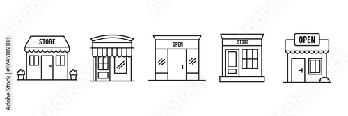 Store icon set. Line and glyph store shop vector.  Thin line vector icons for mobile concepts and web apps. Premium quality icons in trendy flat style.  