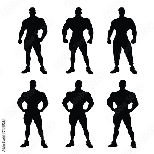 Dynamic bodybuilder silhouettes collection