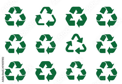 biodegradeable and recycle icon symbols set, vector illustration pack isolated on the white background