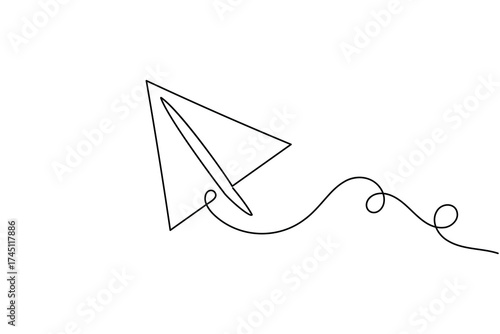 Creative paper plane continuous one line drawing minimalist flying origami vector illustration