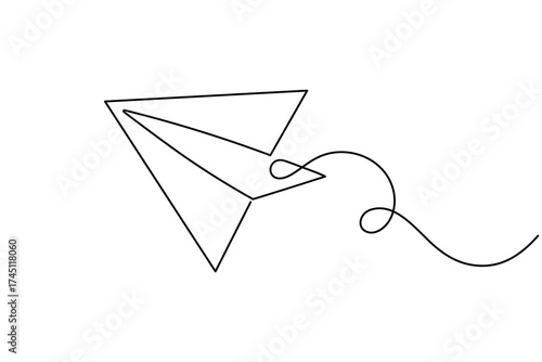Creative paper plane continuous one line drawing minimalist flying origami vector illustration