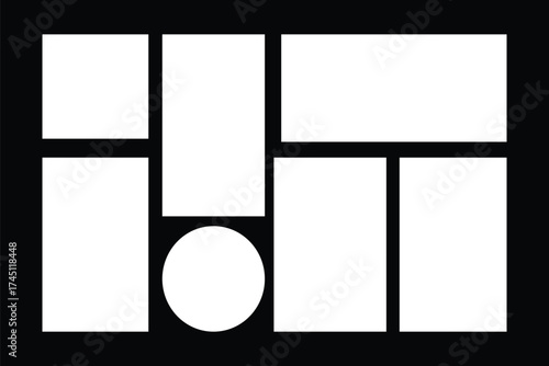 Photo frames. Blank photo collage .  Mosaic pattern for background and picture. Presentation and portfolio wall board  . eps 10 