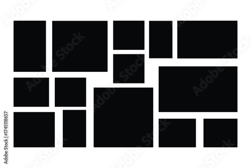 Photo collage set. Collage template frames.  Minimalist Geometric Collage Photo Frame Template. Abstract Black  . eps 10 
