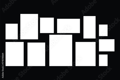 Photo collage set. Collage template frames.  Minimalist Geometric Collage Photo Frame Template. Abstract Black  . eps 10 
