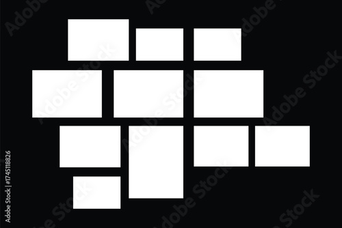 Photo collage set. Collage template frames.  Minimalist Geometric Collage Photo Frame Template. Abstract Black  . eps 10 
