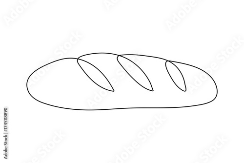 Bread continuous one line drawing minimalist style isolated outline vector illustration
