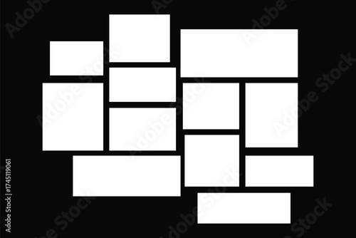 Photo collage frames template for interior design. Vector presentation for images and drawings. Frames for memory. Photo frame for mood board. eps 10