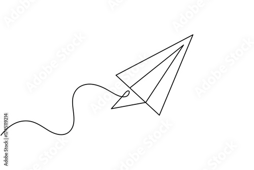Creative paper plane continuous one line drawing minimalist flying origami vector illustration