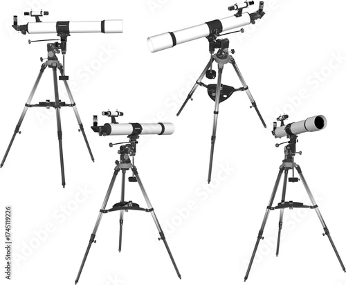 Vector sketch illustration of a modern telescope binocular design for observing distant objects to make them look clearer 