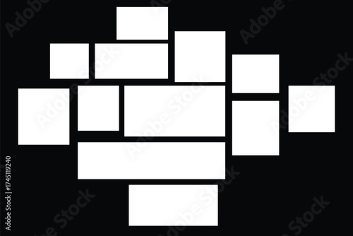 Photo collage frames template for interior design. Vector presentation for images and drawings. Frames for memory. Photo frame for mood board. eps 10