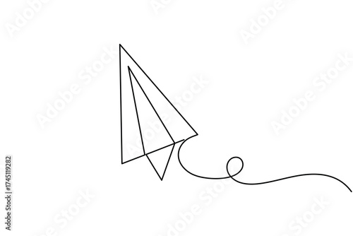 Creative paper plane continuous one line drawing minimalist flying origami vector illustration