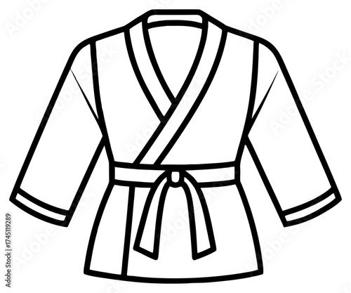 Black Martial Arts Gi with Belt Isolated on Transparent Background.