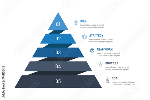 Business pyramid diagram infographic design 4 steps on white background