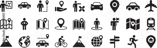 Vector navigation silhouette icon set