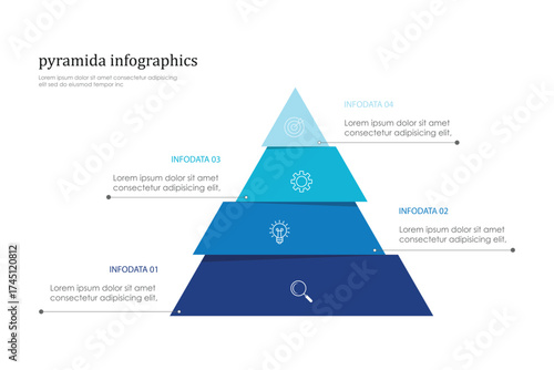 Business pyramid diagram infographic design 4 steps on white background