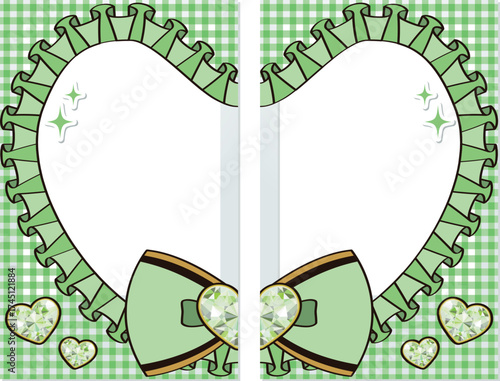 A cute idol, cheki, heart-shaped, polaroid camera, and a connecting love, yellow green / 繋がるラブハートカップルチェキ 可愛い アイドルメイド宿題チェキ 黄緑
