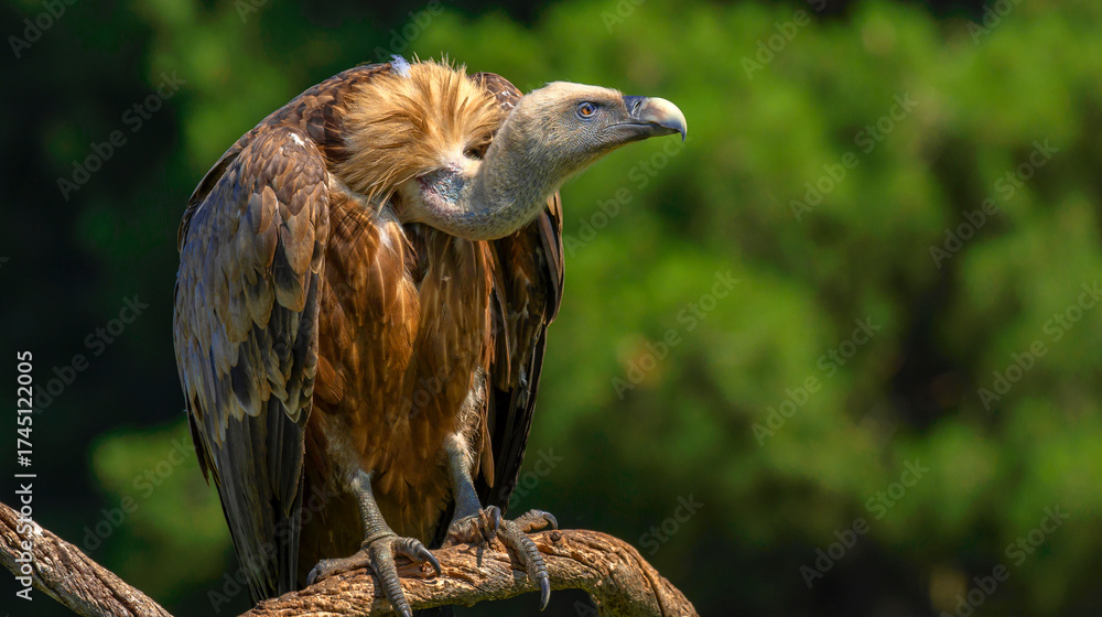Fototapeta premium Eurasian Griffon Vulture, Gyps fulvus, Agricultural Fields, Castilla y Leon, Spain, Europe