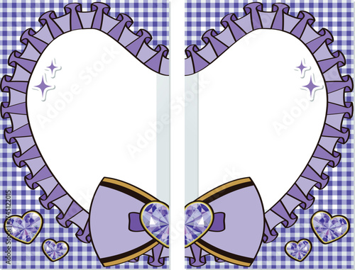 A cute idol, cheki, heart-shaped, polaroid camera, and a connecting love, purple / 繋がるラブハートカップルチェキ 可愛い アイドルメイド宿題チェキ 紫