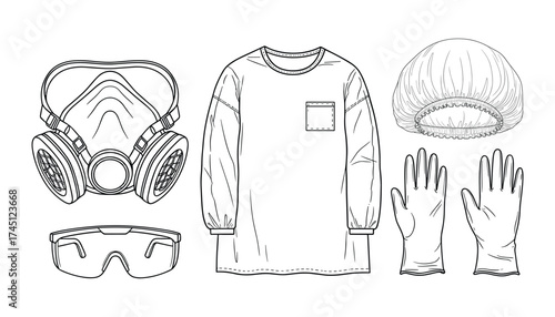 Essential Protective Medical Gear: Detailed Vector Illustration of Safety Equipment.