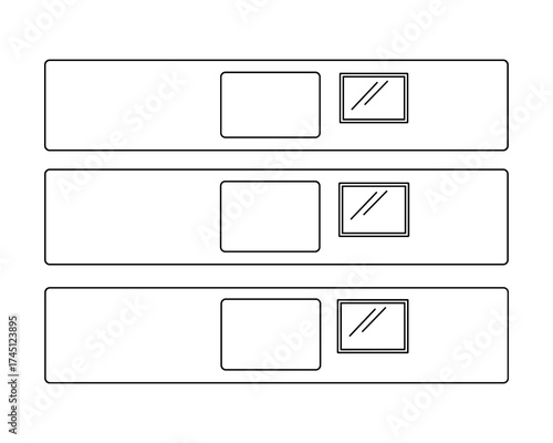 Three identical bank of mailboxes, minimal design, office layout, vector illustration, organized structure and clean design for business correspondence