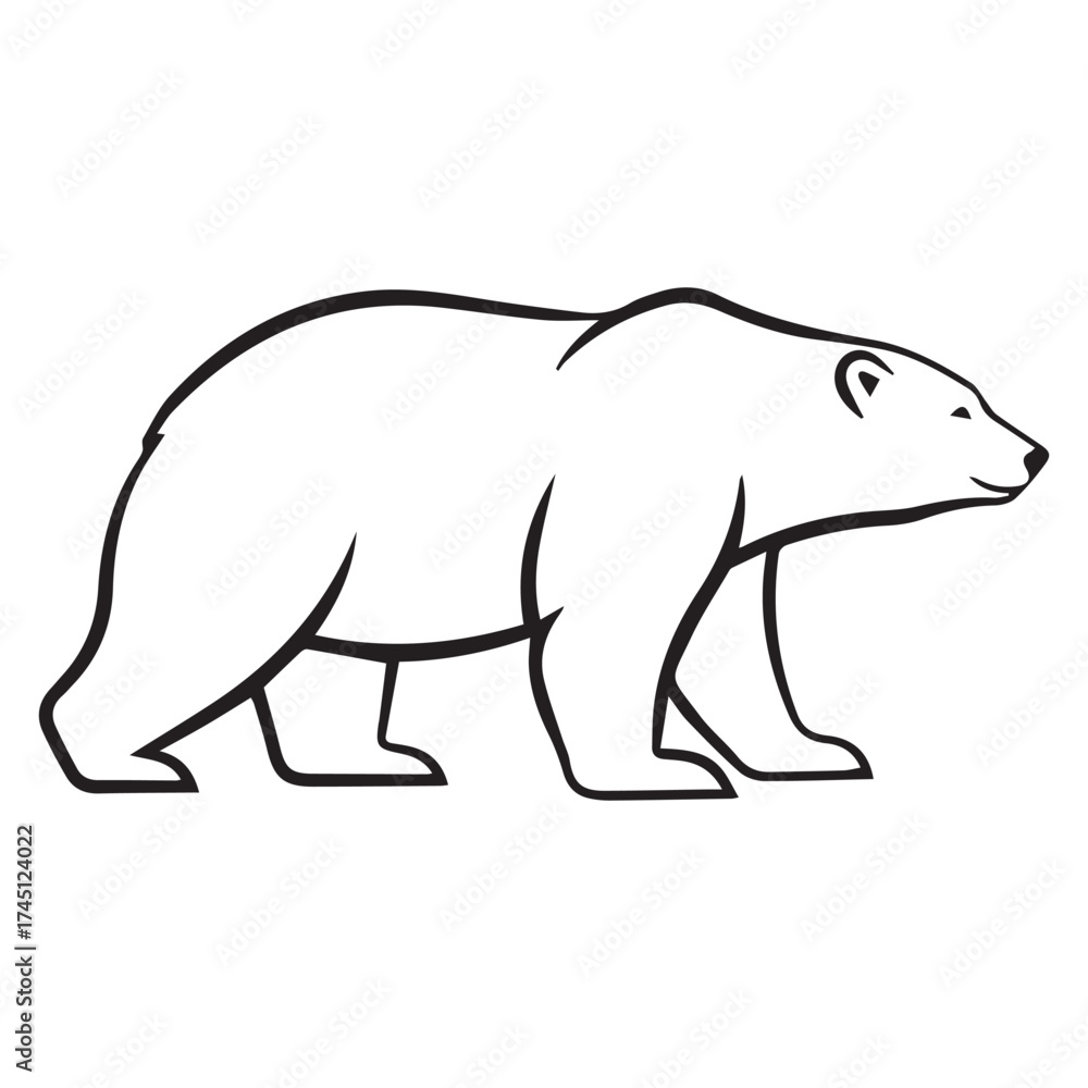Fototapeta premium black and white bear head silhouette vector set