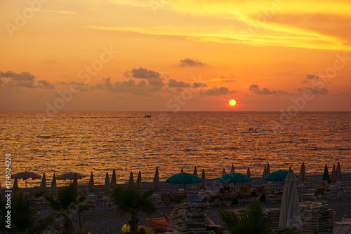 Sunset over a tranquil beach