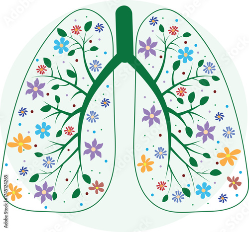 Lungs with flowers and leaves.