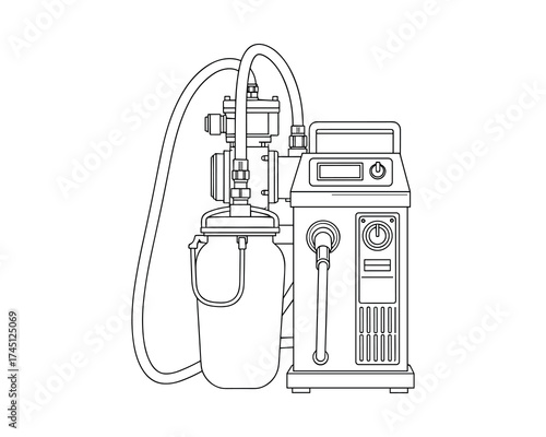 Medical Anesthesia Vaporizer: Precision Illustration of a Vital Healthcare Instrument.