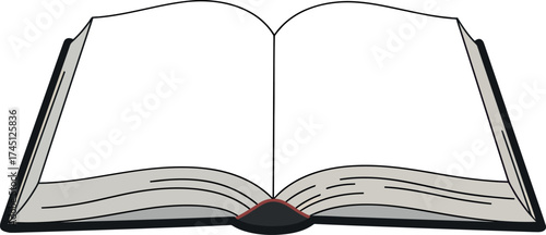 Open Book, Blank Pages, Isolated on White Background