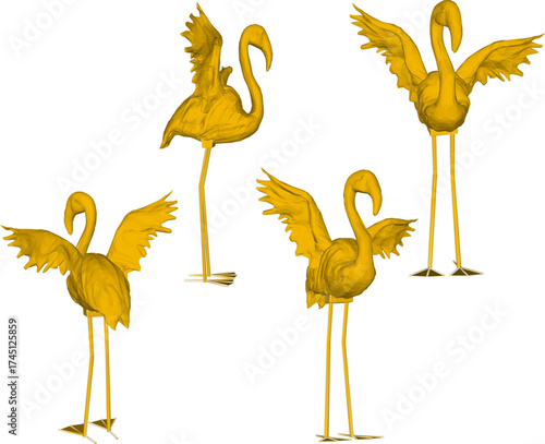 Vector sketch illustration of a room decoration design of a stork statue spreading its long wings and legs