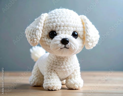 Mini Collectible Amigurumi Bichon Maltese Dog Toy – Handmade Crochet Plush