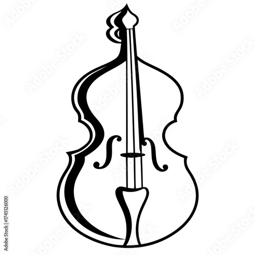 Elegant upright bass illustration for jazz music posters and music education