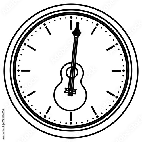 Time for music lessons, guitar clock face design, music is timeless concept