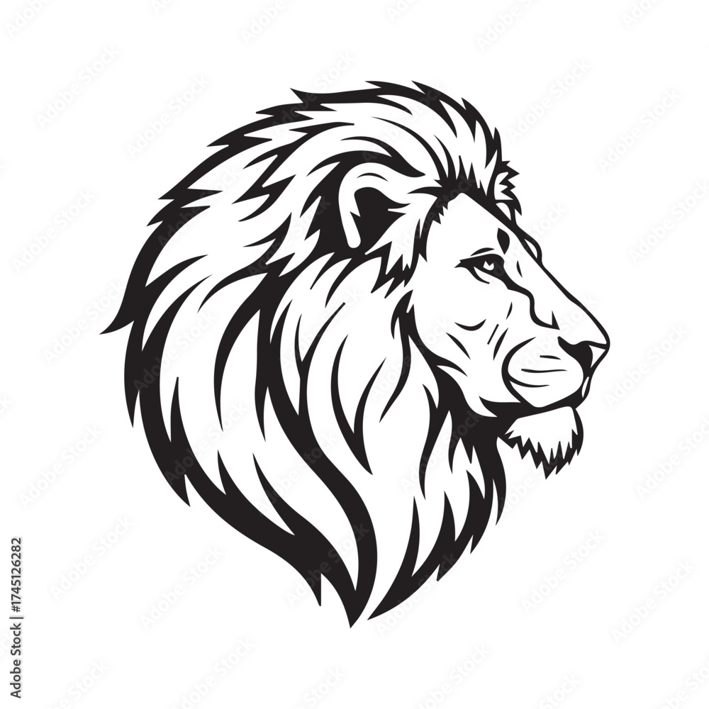 Fototapeta premium black and white silhouette art lion face logo design set