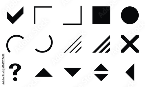 Set of check, cross, caret and various shapes