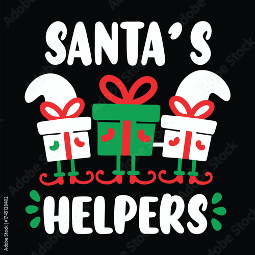Santa's Helpers Gift Boxes Whimsical Christmas Holiday Celebration