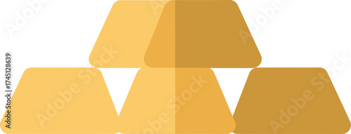 Flat Illustration of Gold Bars Stacked