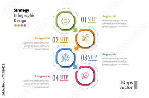 Infographic progress template 4 option or step 3d color style for start up, logic analysis, presentation, business strategy, theory basic operation vector 10 eps