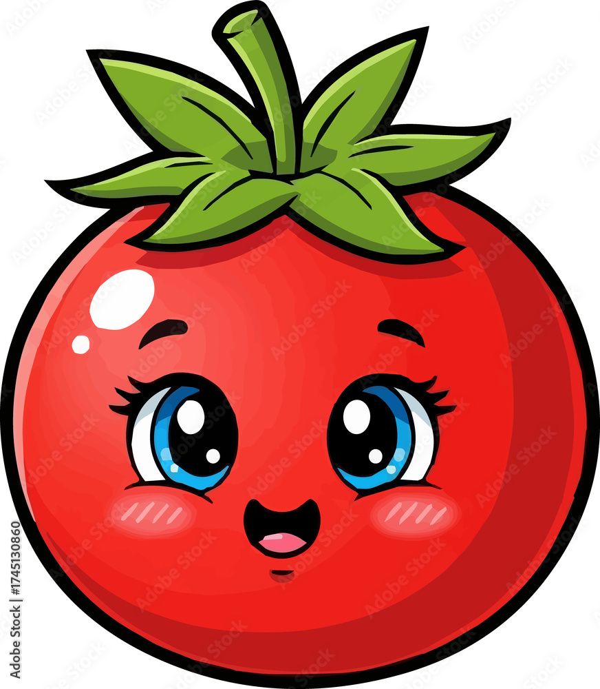 Obraz premium Cartoon Tomato with Cute Facial Expression