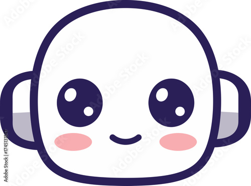 Cute Kawaii Character Face Vector Icon
