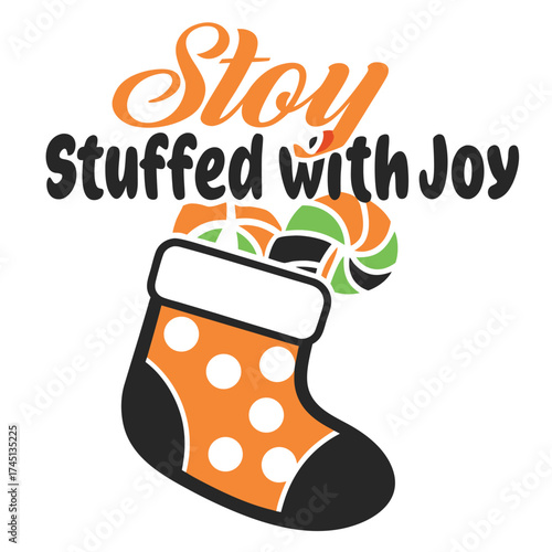 Stoy Stuffed with Joy Holiday Graphic with Christmas Stocking