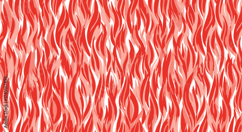 Vector art of seamless pattern of stylized red and white flames or wavy stripes, abstract background texture
