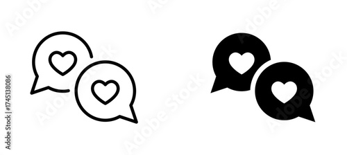 Chat and Heart icon. Speech Bubble and Like
