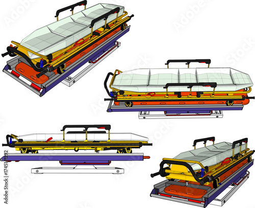 Vector sketch illustration of bed stretcher design for carrying sick patients in emergency situation