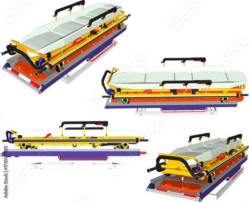 Vector sketch illustration of bed stretcher design for carrying sick patients in emergency situation