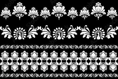 Elegant peacock and floral seamless pattern in black and white, ornamental vector design inspired by Asian traditional art, perfect for textile, wallpaper, or digital decoration.