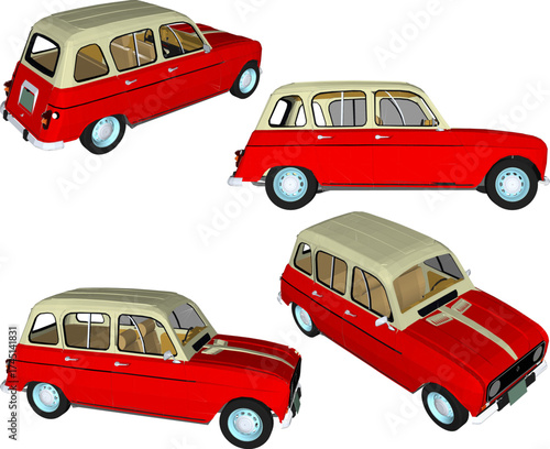 Vector sketch illustration of classic vintage ethnic old vehicle design for museum and collectors' collections