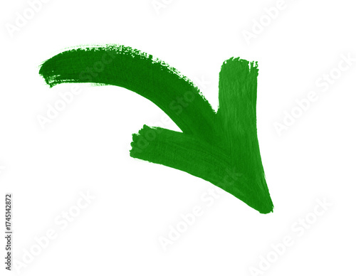 Watercolor arrow green on a white background
